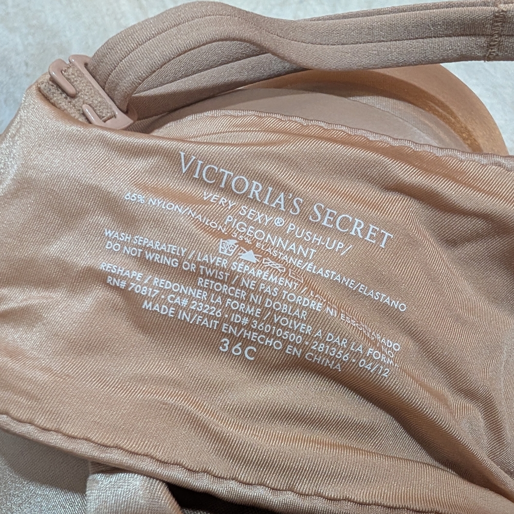 Lot Of 3 Pushup T Shirt 36C Victoria's Secret Tan Women's Bra - Picture 3 of 3